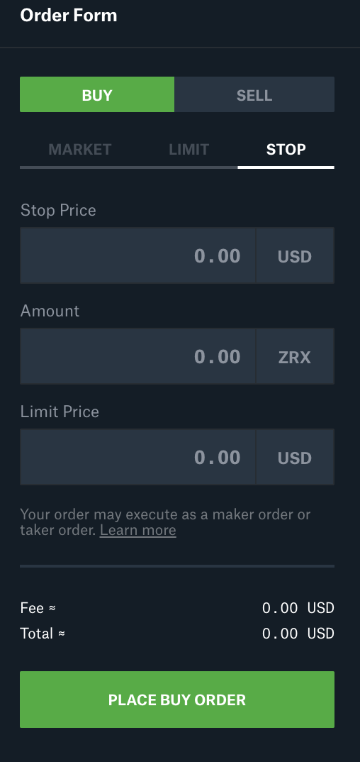 Coinbase order types